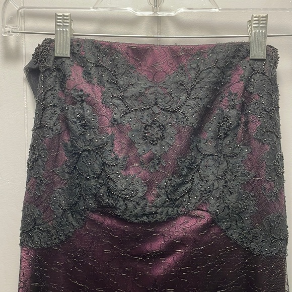 Badgley Mischka Beaded Black Lace Silk Halter Mermaid Evening Gown size 10 - Picture 2 of 11